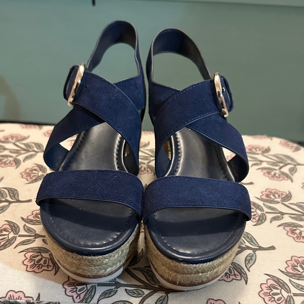 Marc Fisher Navy Blue Wedge Sandals